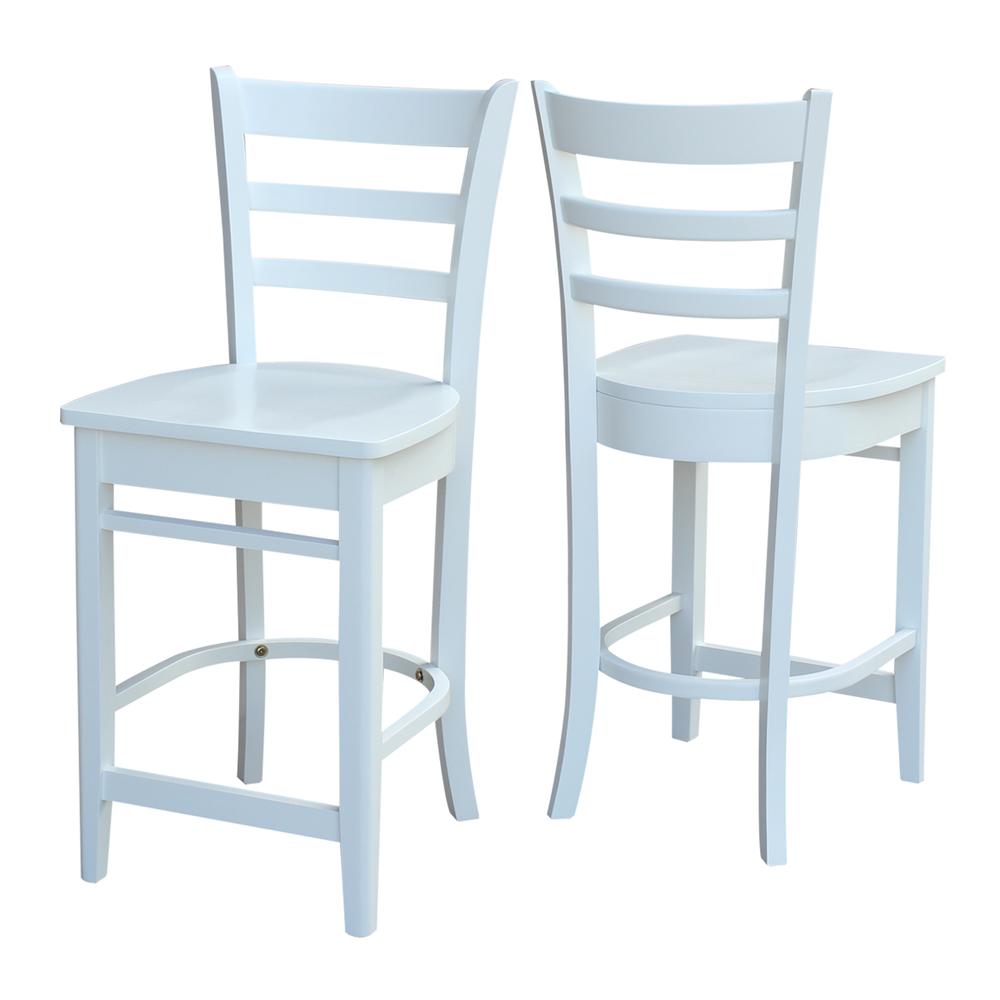 Emily Counter height Stool - 24" Seat Height, White. Picture 4