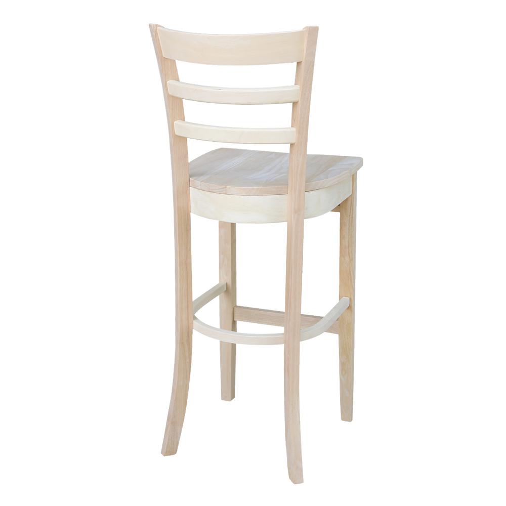 Emily Bar height Stool - 30" Seat Height, Unfinished. Picture 7
