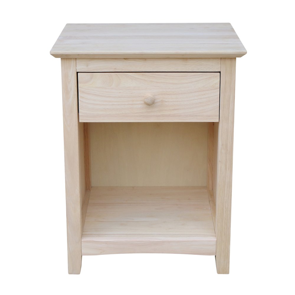 Solid Wood 1-Drawer Nightstand, Unfinished Ready to Finish Bedside Table. Picture 1