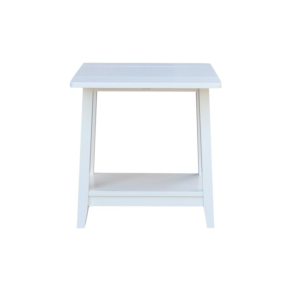 Solid Wood Square Drop Leaf Side Table in White. Picture 2