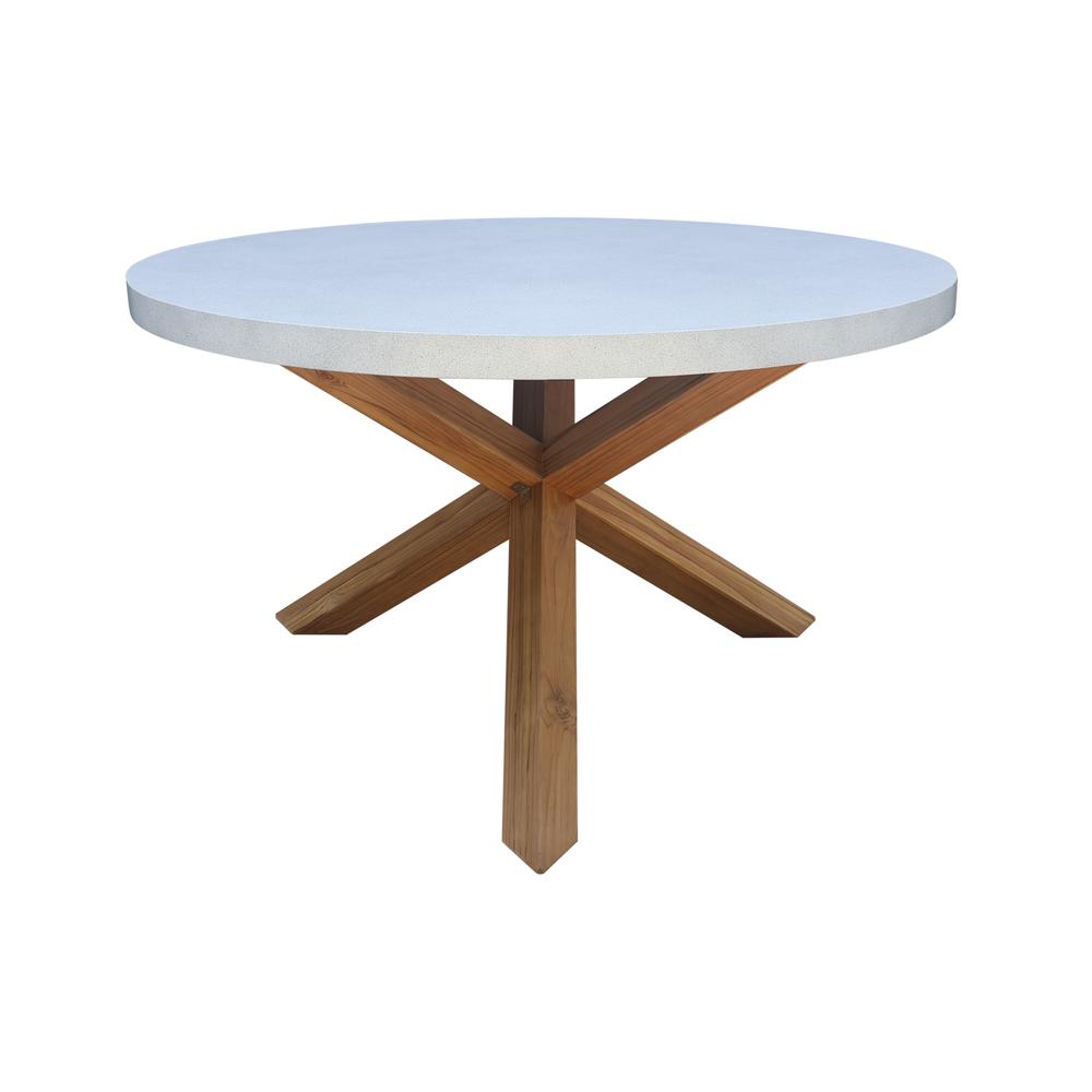 Outdoor 7 Piece Teak Patio Furniture Set with a Round Table and 6 Chairs. Picture 2