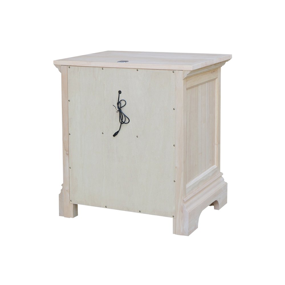 2-Drawer Nightstand with USB Charging Port, Ready to Finish Bedside Table. Picture 5