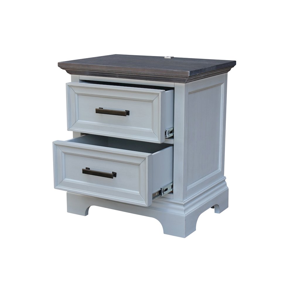 2-Drawer Nightstand with USB Charging, Mist & Heather Gray Bedside Table. Picture 8