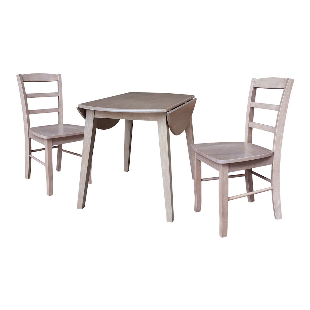 42" Round Dual Drop Leaf Dining Table with 2 Chairs. Picture 3