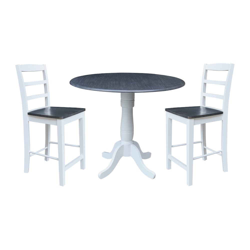 42" Round Pedestal Table with Two Counter Height Stools. Picture 1