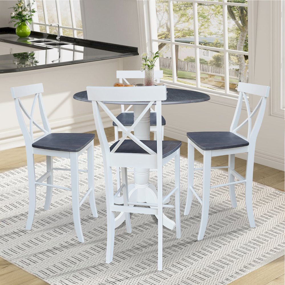42" Round Pedestal Table with Four Bar Height Stools. Picture 4