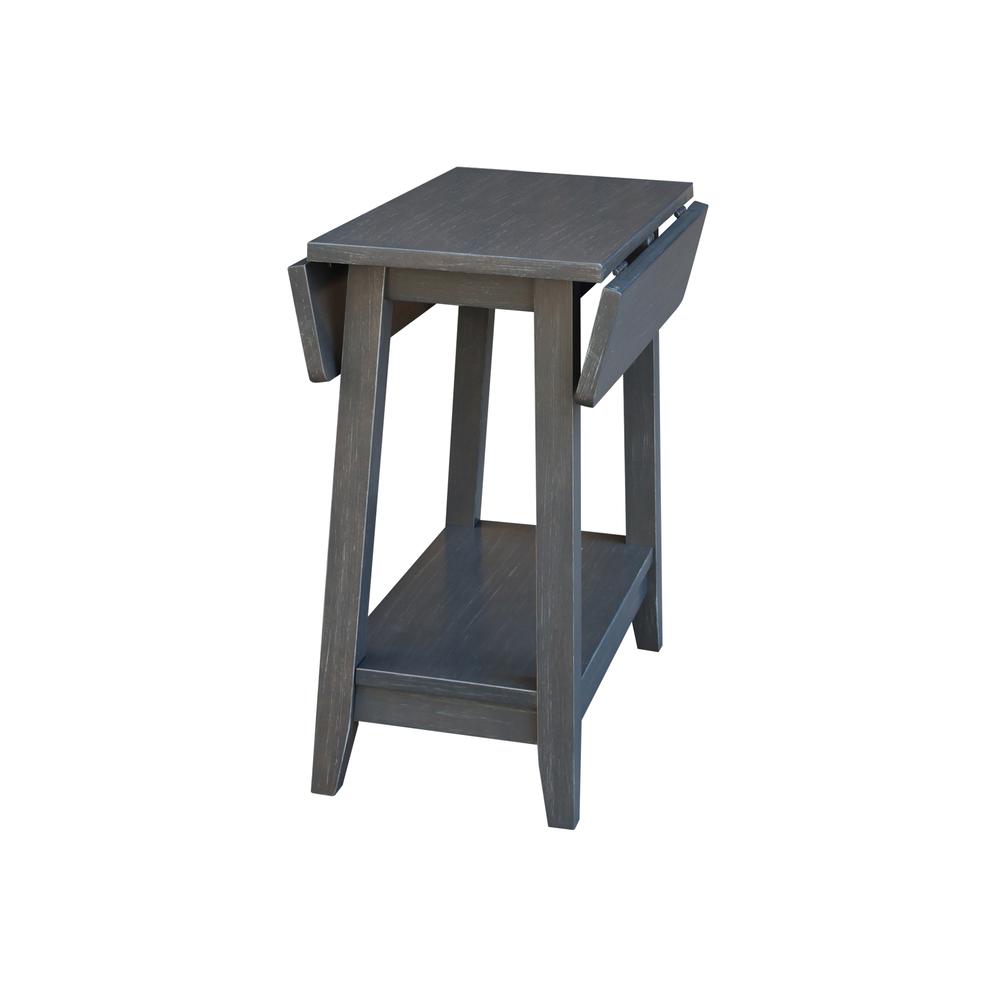 Solid Wood Square Drop Leaf Side Table in Antique Washed Heather Gray. Picture 5