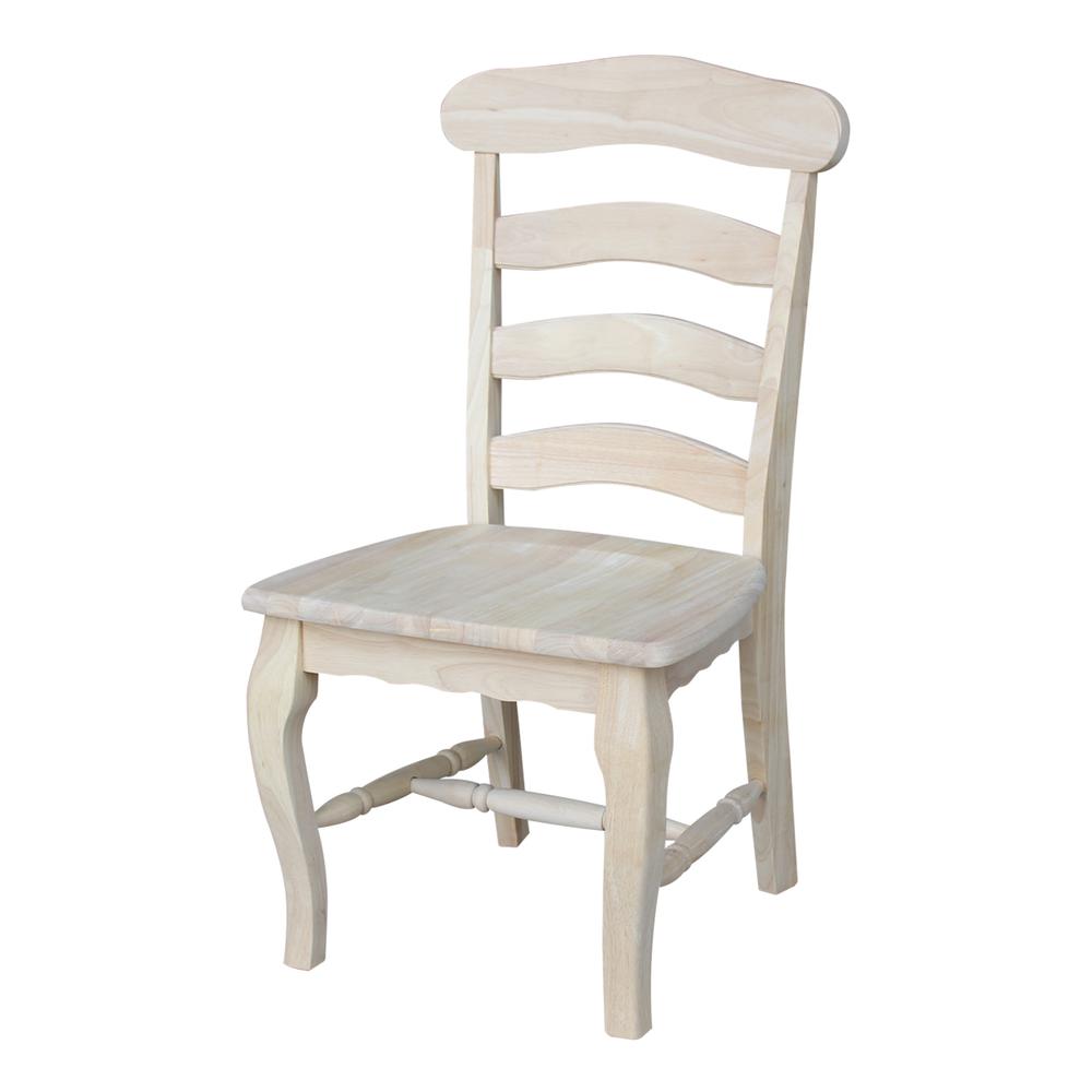 Set of Two Country French Chairs with Solid Seats, Unfinished. Picture 8