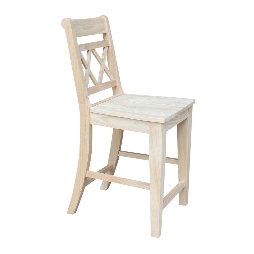 Canyon Collection Counter height Double X-Back  Stool - 24" Seat Height, Unfinished. Picture 5