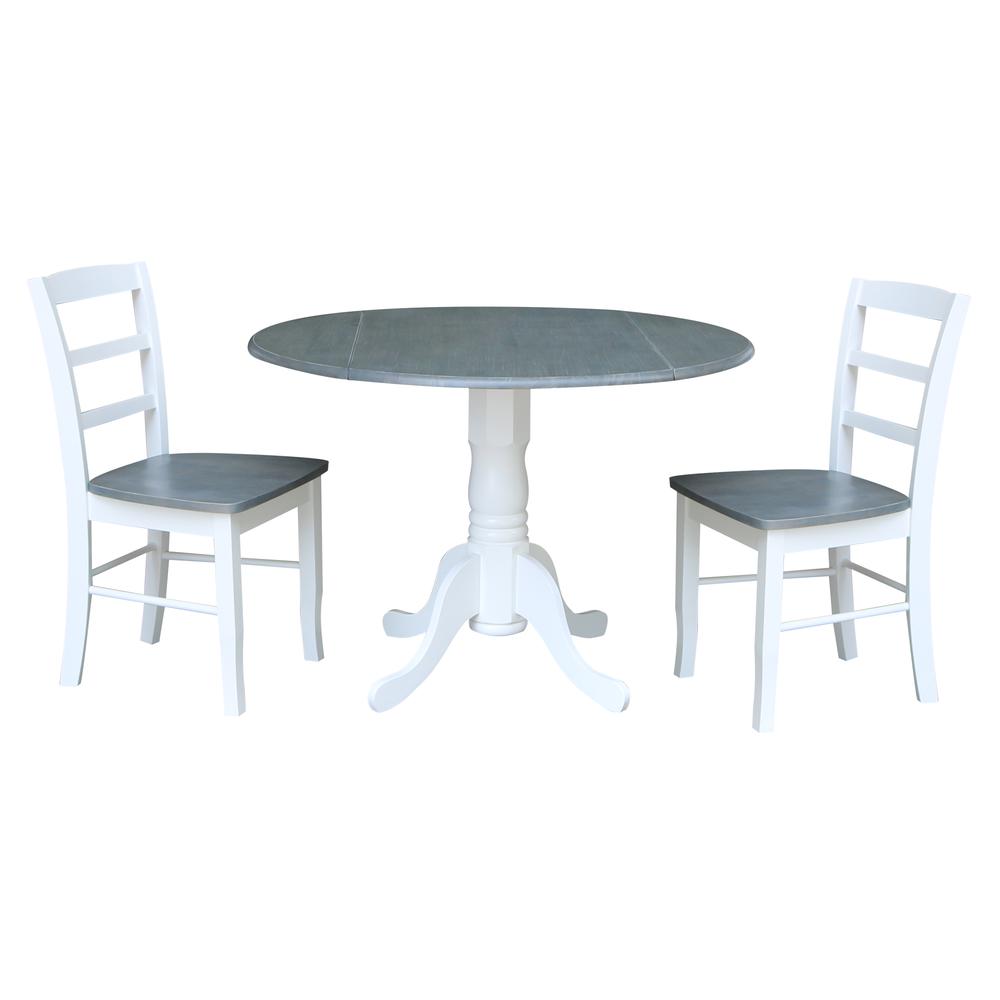 42" Dual Drop Leaf Dining Table with 2 Madrid Ladderback Chairs. Picture 1