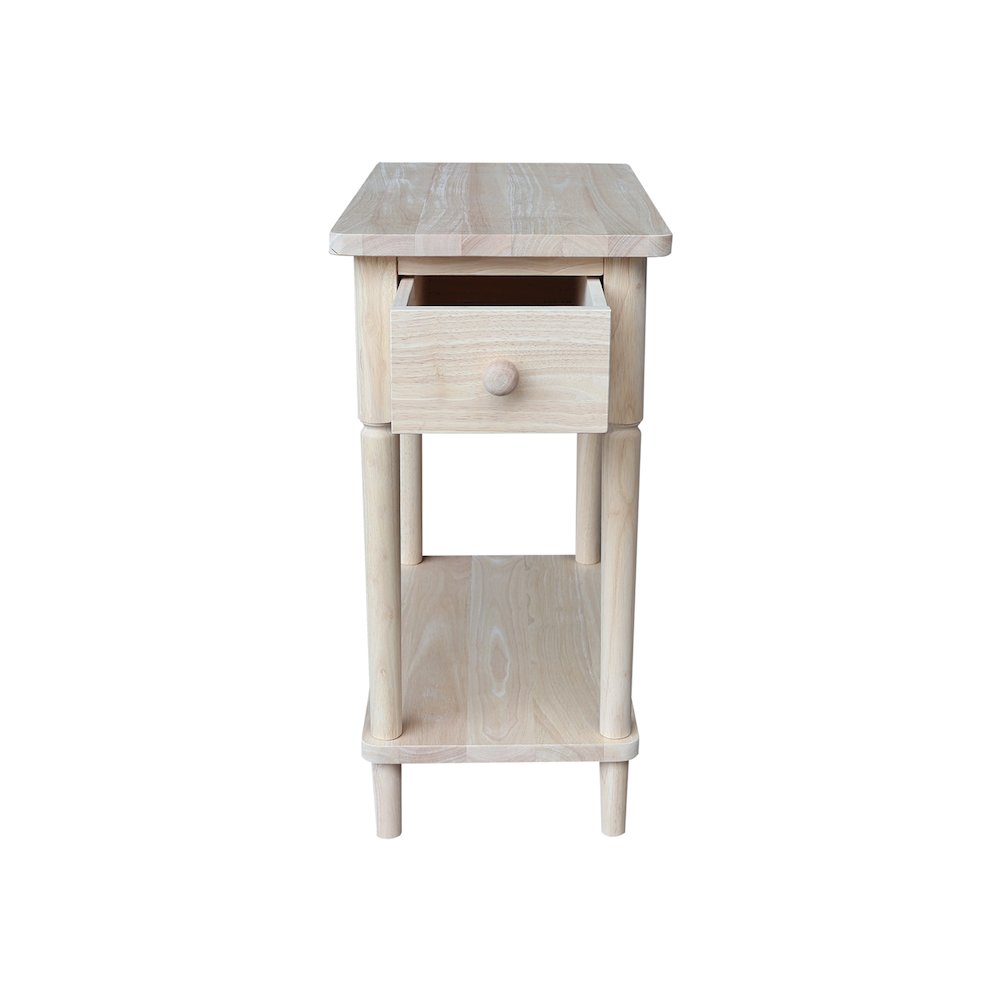 Solid Wood Narrow Side Table, Unfinished. Picture 4