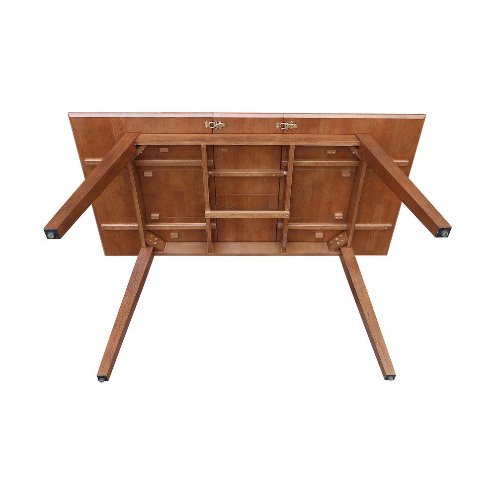 60" Butterfly Extension Dining Table, Rich Bourbon Oak Transitional Dining Table. Picture 10
