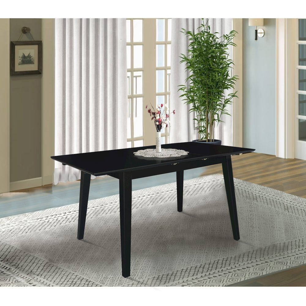 60" Butterfly Extension Dining Table, Black Contemporary Kitchen Table. Picture 2