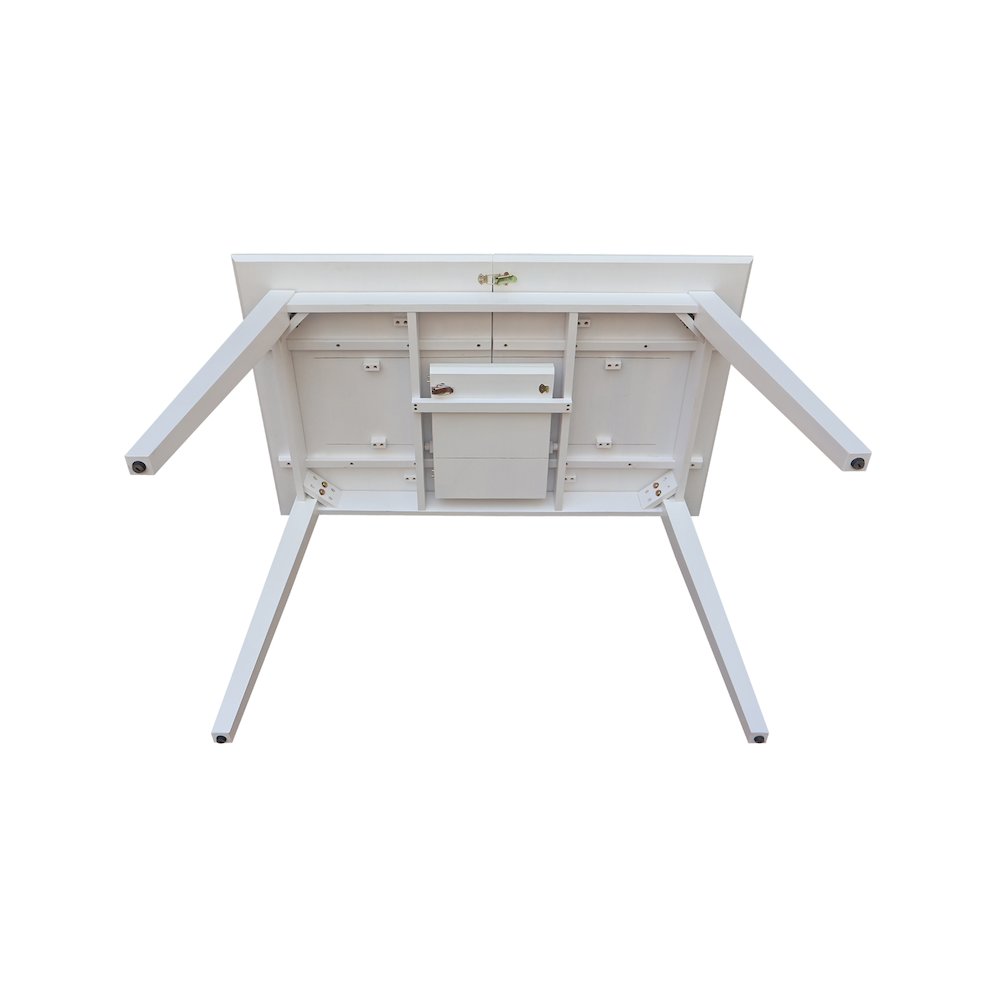 60" Butterfly Extension Dining Table, Classic White Farmhouse Kitchen Table. Picture 9