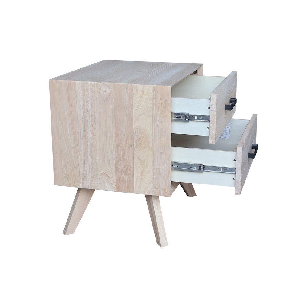 2-Drawer Nightstand, Wide-Body Unfinished Ready to Finish Bedside Table. Picture 8