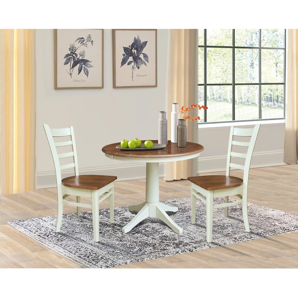 36" Round Extension Dining Table with 2 Emily Chairs. Picture 4