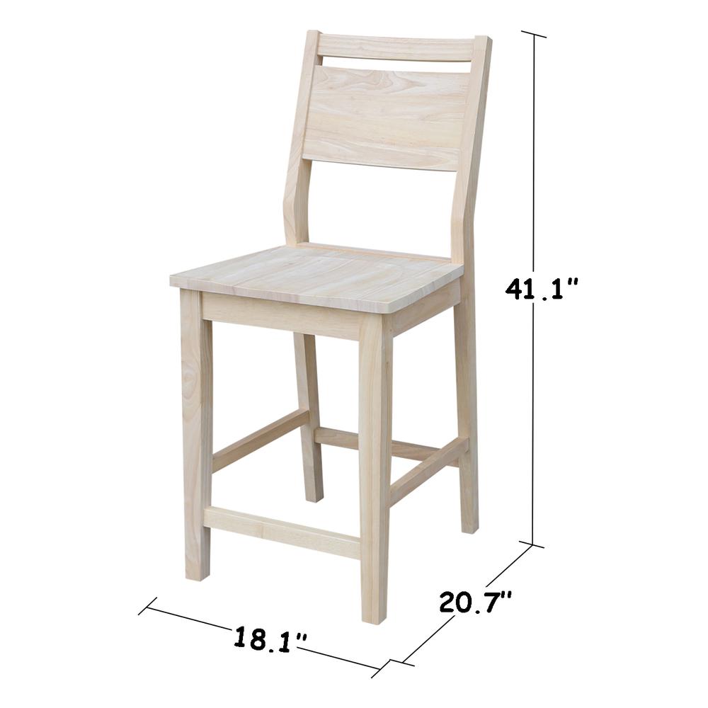 Aspen Counter height Panel Stool - 24" Seat Height, Unfinished. Picture 7