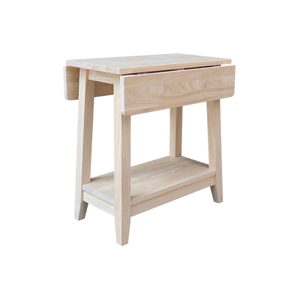 Solid Wood Square Drop Leaf Side Table, Unfinished. Picture 5