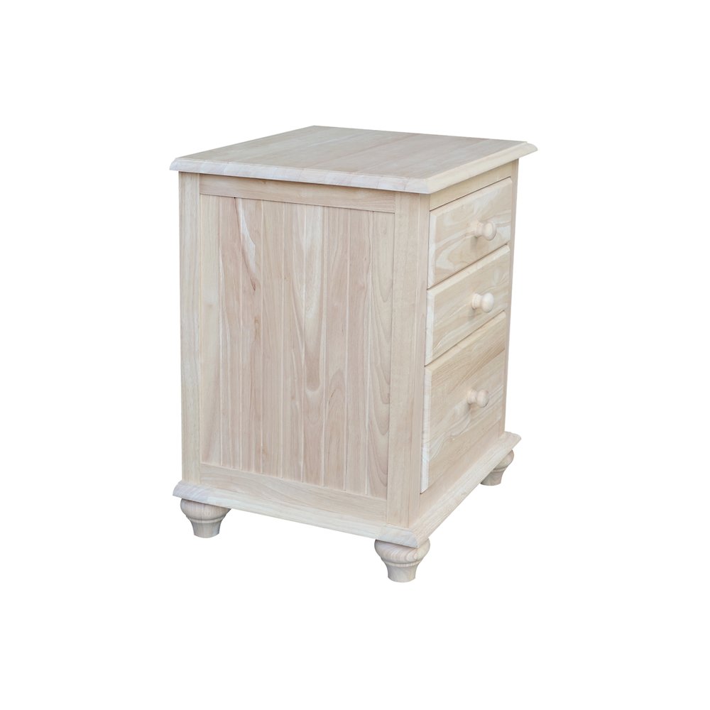 Solid Wood 3-Drawer Nightstand, Unfinished Ready to Finish Bedside Table. Picture 4