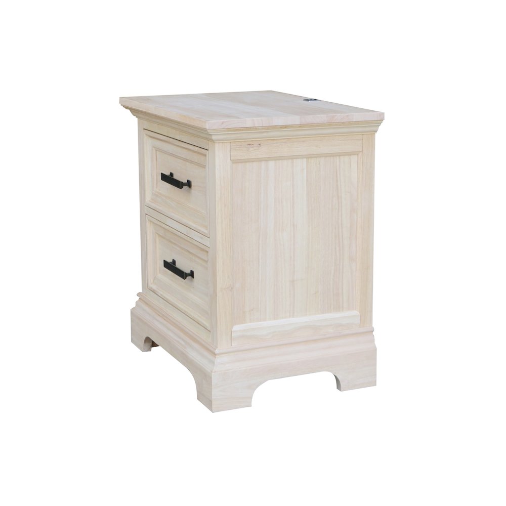 2-Drawer Nightstand with USB Charging Port, Ready to Finish Bedside Table. Picture 4