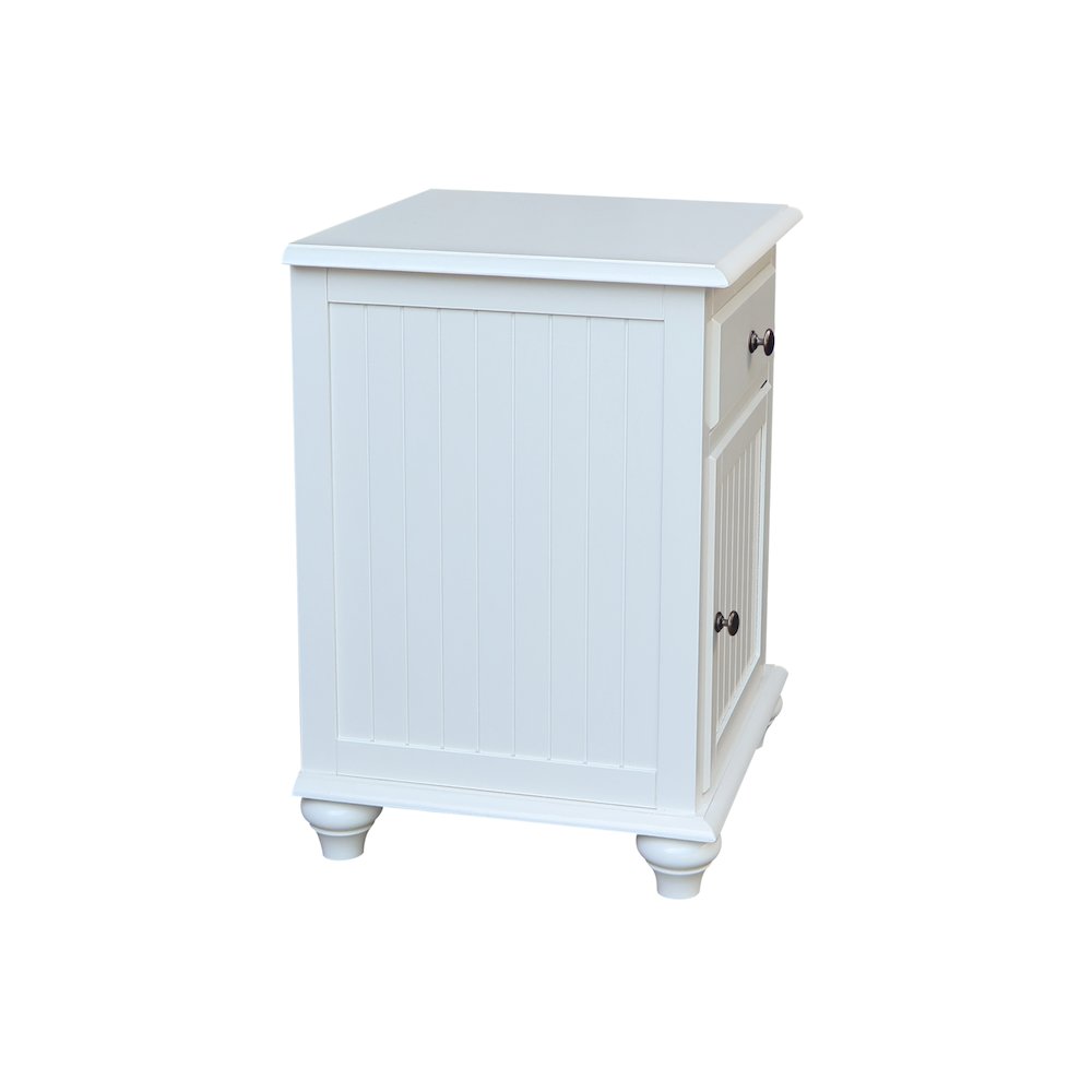Solid Wood Nightstand with Storage Cabinet, Classic White Bedside Table. Picture 5
