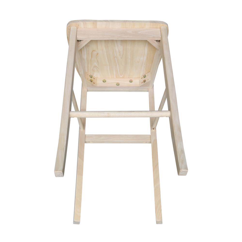 X-Back Stool - 30" Seat Height, Unfinished. Picture 2