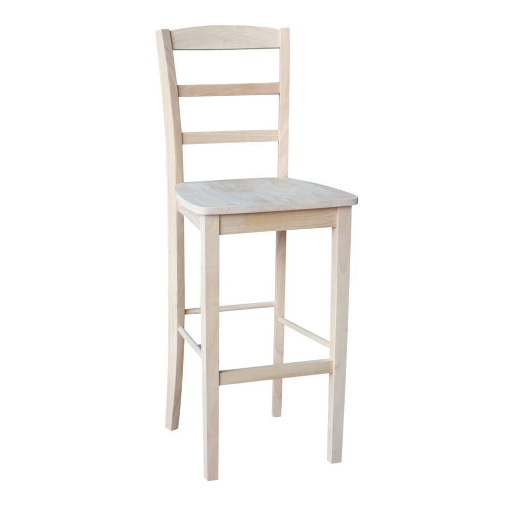 Madrid Bar height Stool - 30" Seat Height, Unfinished. Picture 6
