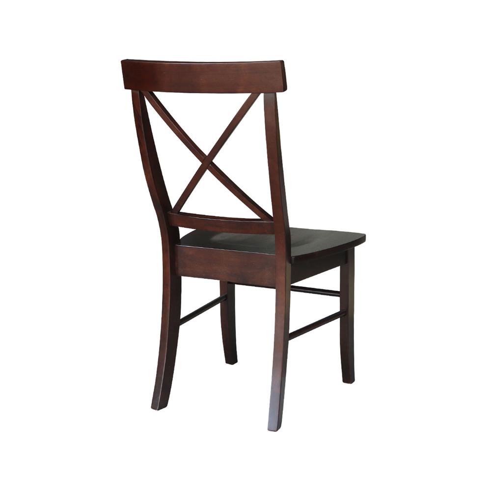 Set of Two X-Back Chairs  with Solid Wood Seats , Rich Mocha. Picture 10