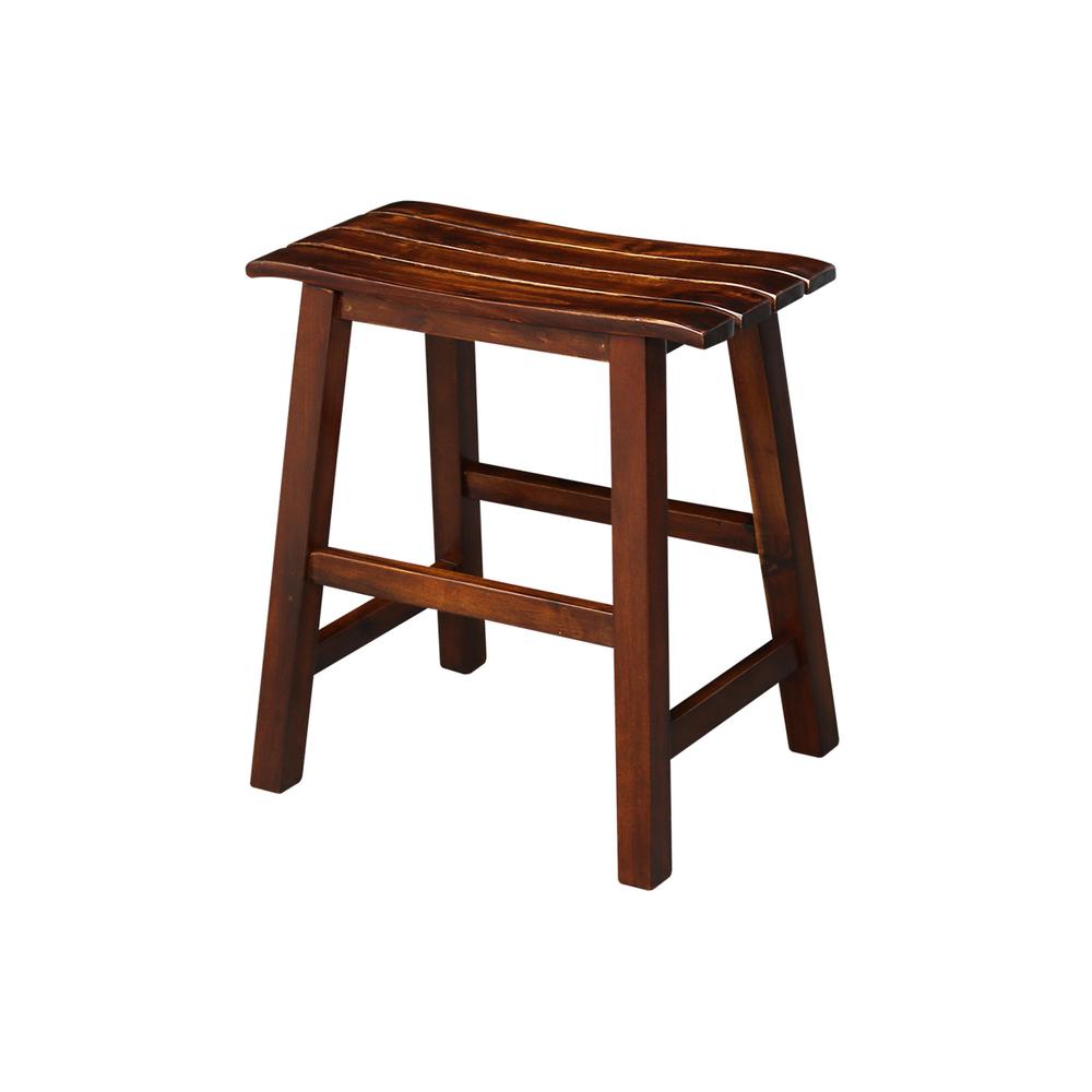 Slat Seat Stool - 18" Seat Height , Espresso. Picture 1