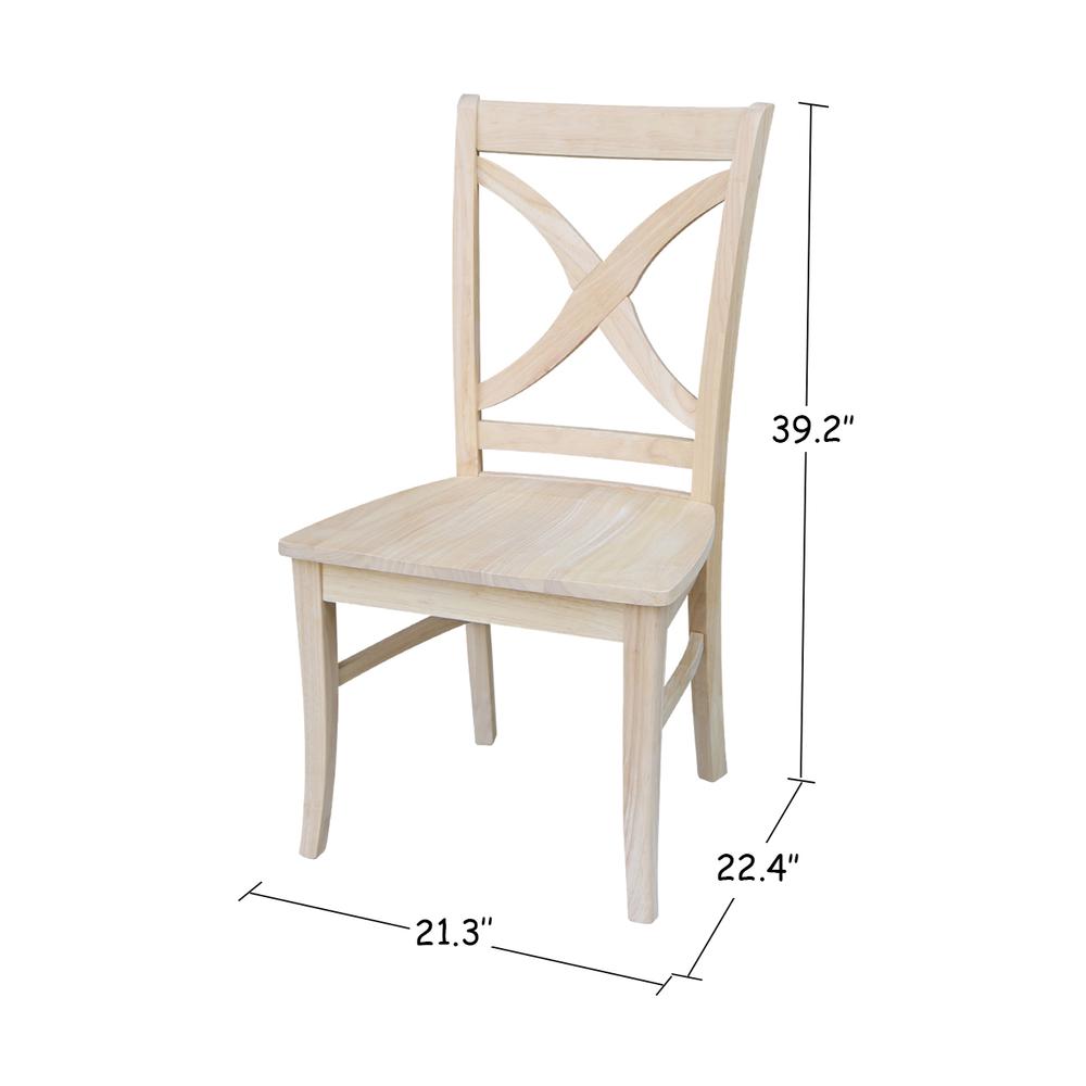 Set of Two Vineyard Curved X Back Chairs, Unfinished. Picture 7