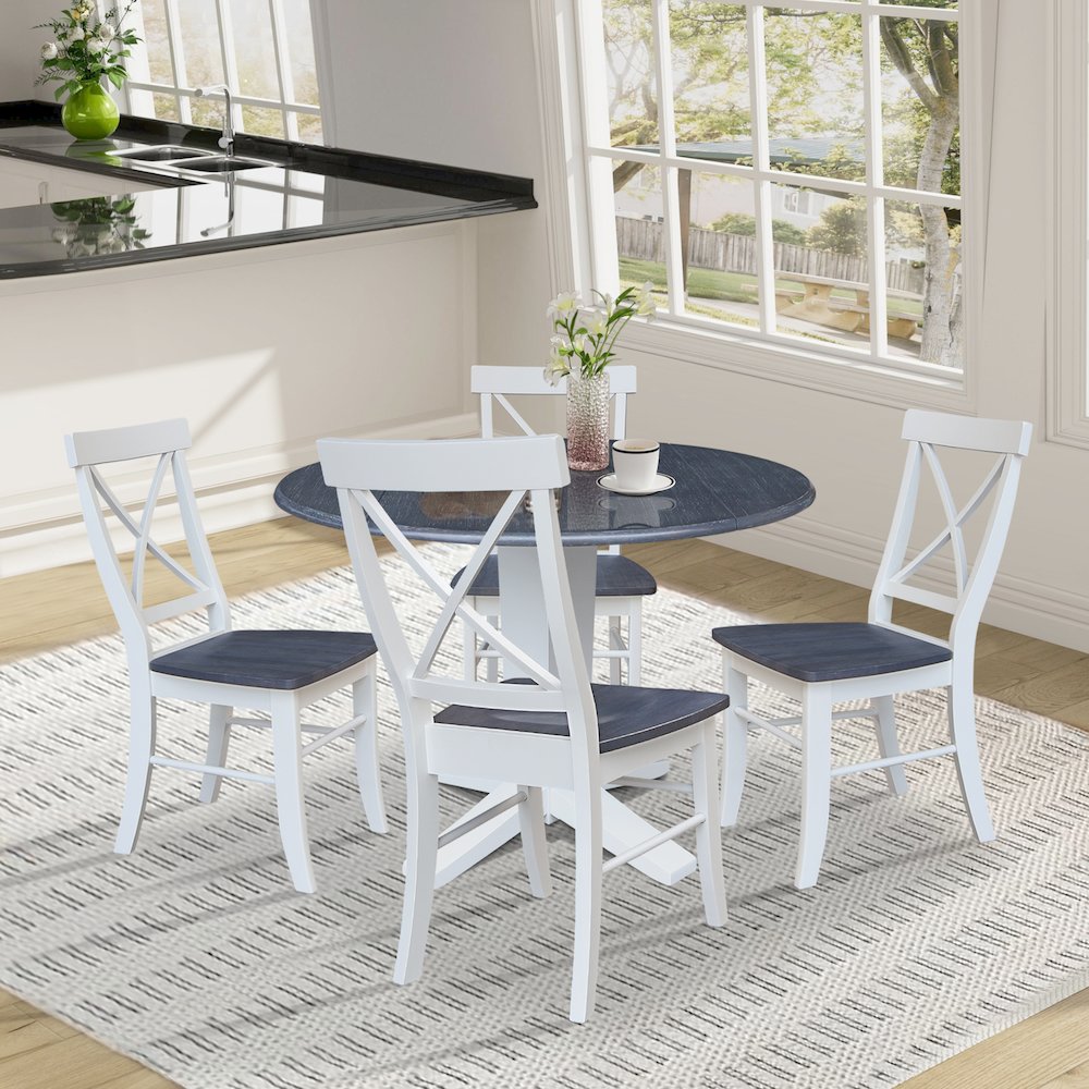 42" Round Drop Leaf Table with Four Dining Chairs. Picture 4