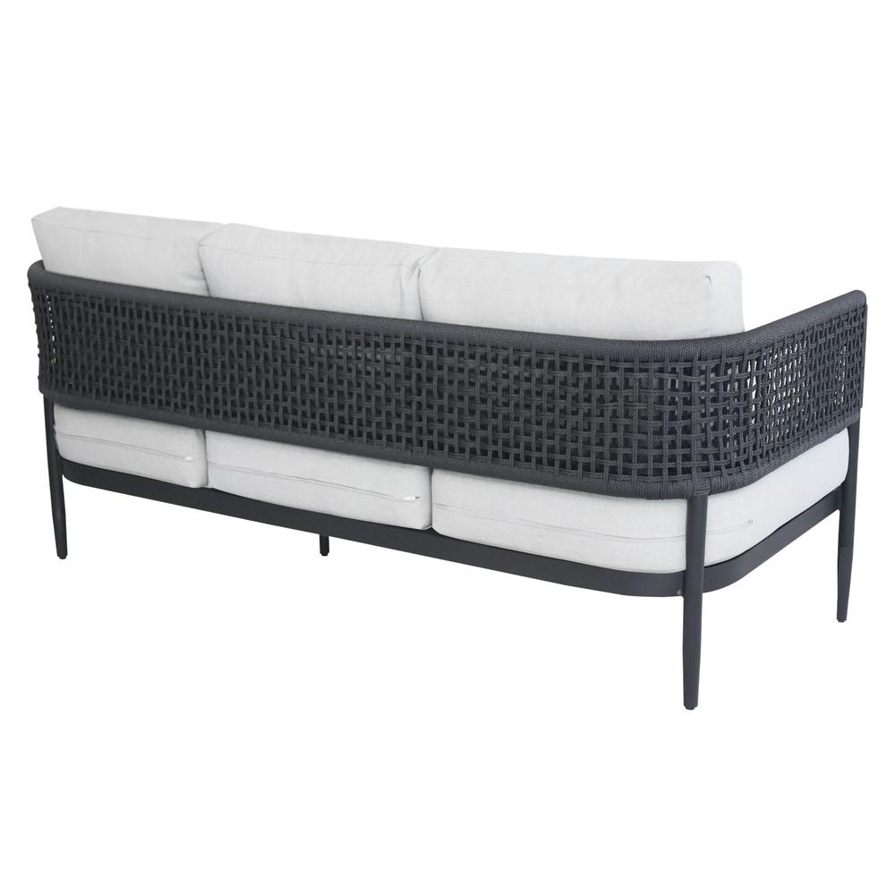 Outdoor Woven Abaca Rope 3 Seater Patio Sofa with Cushions. Picture 4