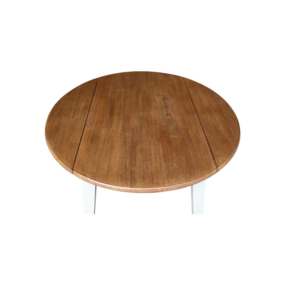 Solid Wood 42" Round Dual Drop Leaf Dining Table. Picture 5