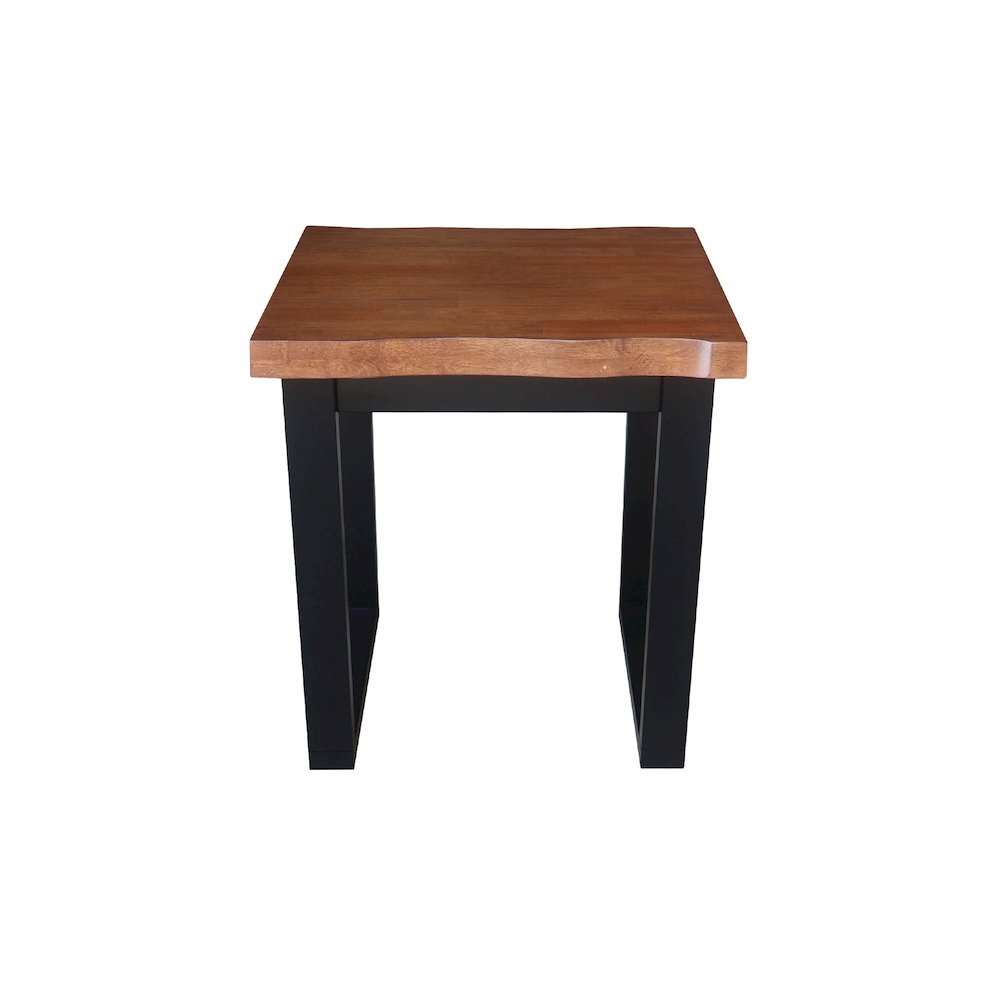 Live Edge Solid Wood End Table, Bourbon Oak/Black. Picture 2