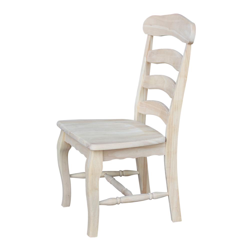 Set of Two Country French Chairs with Solid Seats, Unfinished. Picture 5