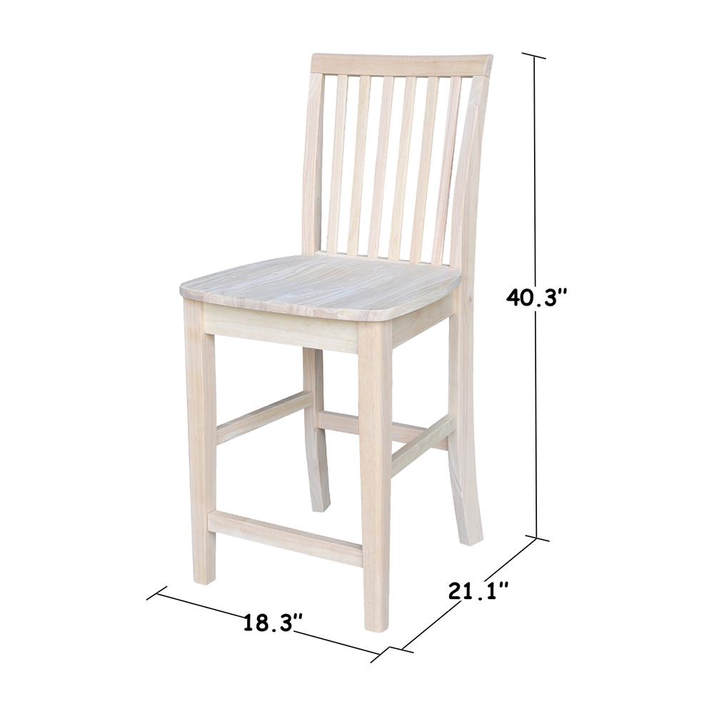 Mission Counter height Stool - 24" Seat Height , Unfinished. Picture 9