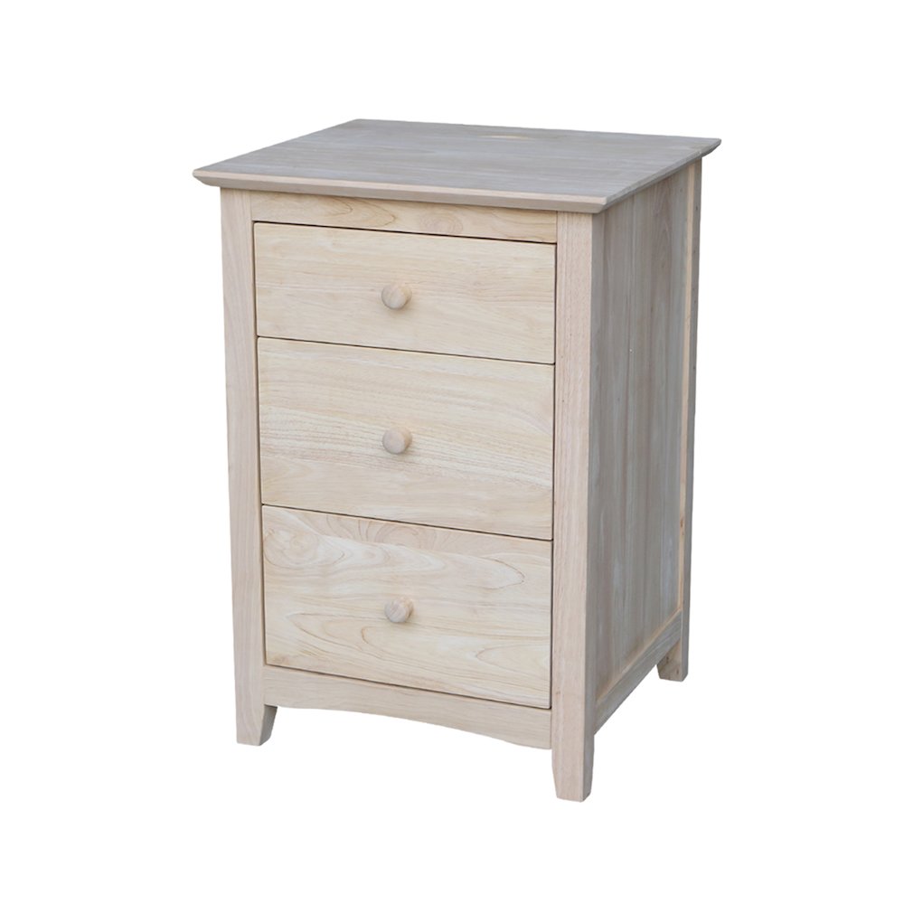 3-Drawer Nightstand with Power Outlets & USB, Ready to Finish Bedside Chest. Picture 3