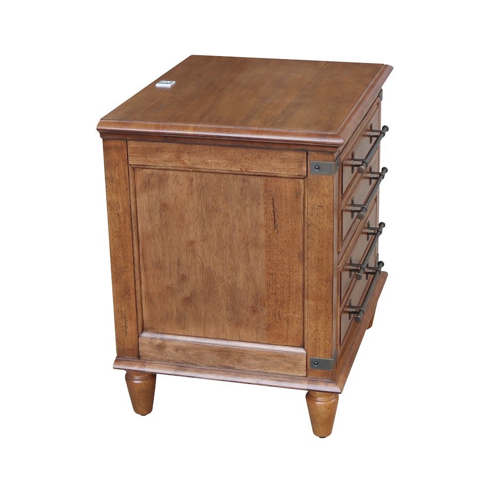2-Drawer Nightstand with USB Charging, Rich Bourbon Brown Wide Bedside Chest. Picture 5