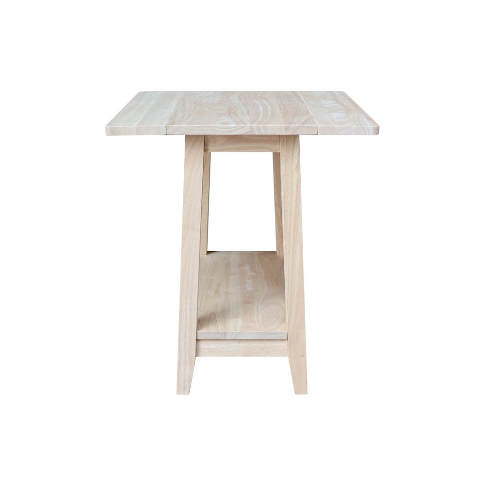 Solid Wood Square Drop Leaf Side Table, Unfinished. Picture 2