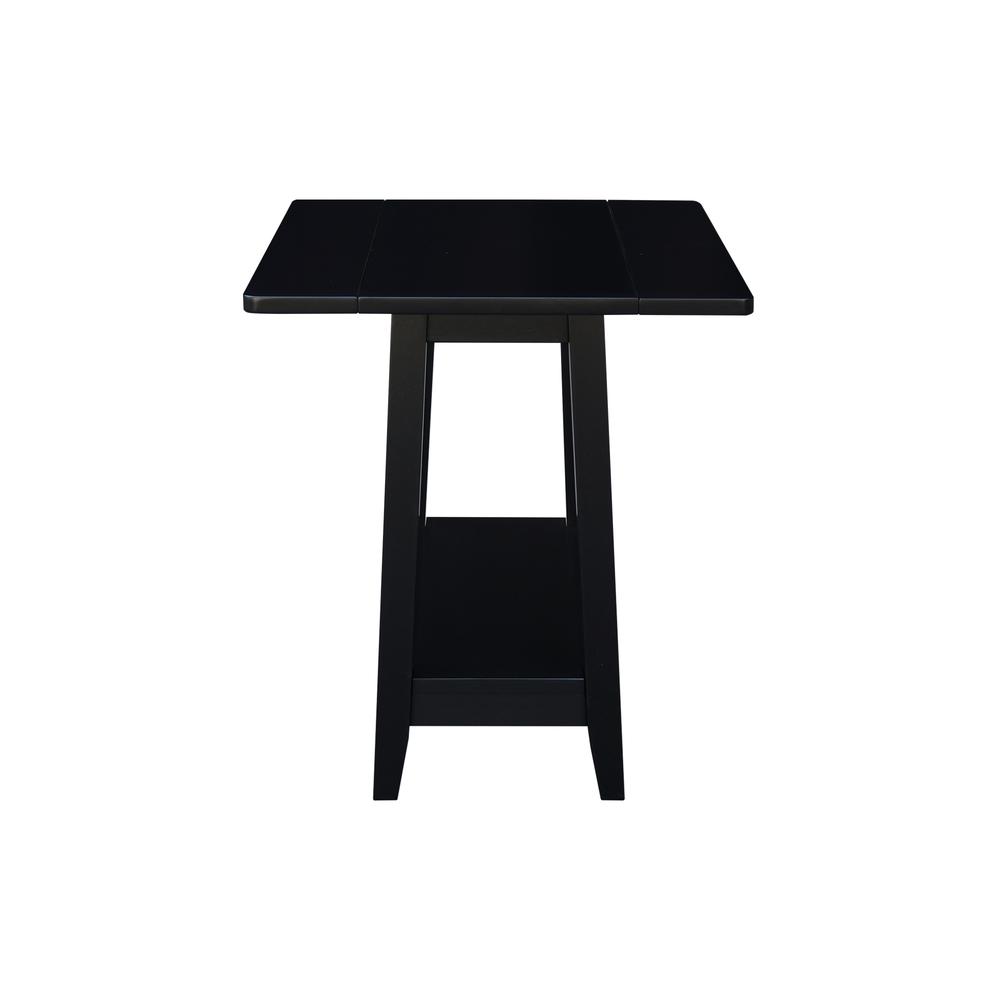 Solid Wood Square Drop Leaf Side Table in Black. Picture 3