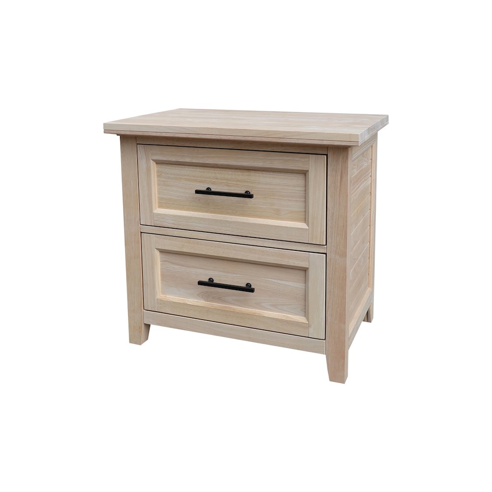 2-Drawer Nightstand, Extra-Deep Unfinished Ready to Finish Bedside Chest. Picture 1