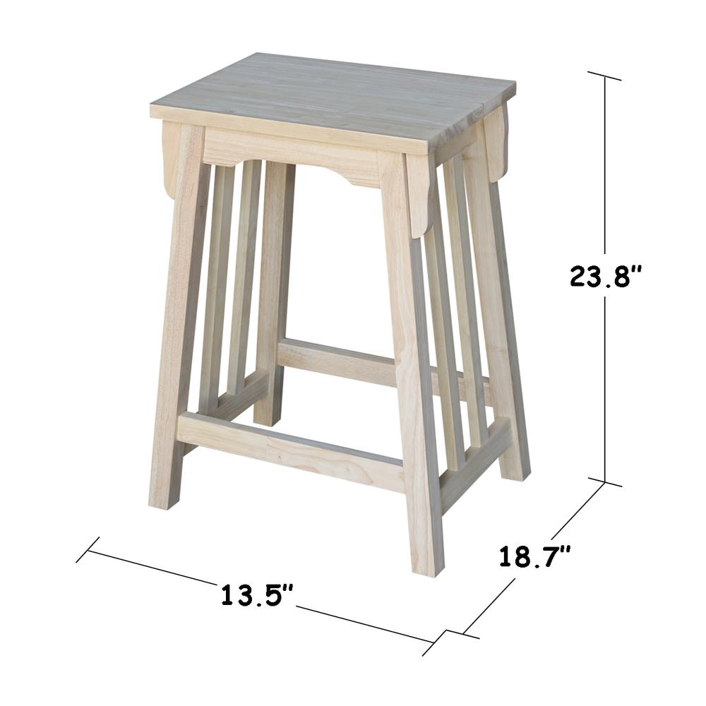 Mission Counter height Stool - 24" Seat Height , Unfinished. Picture 5