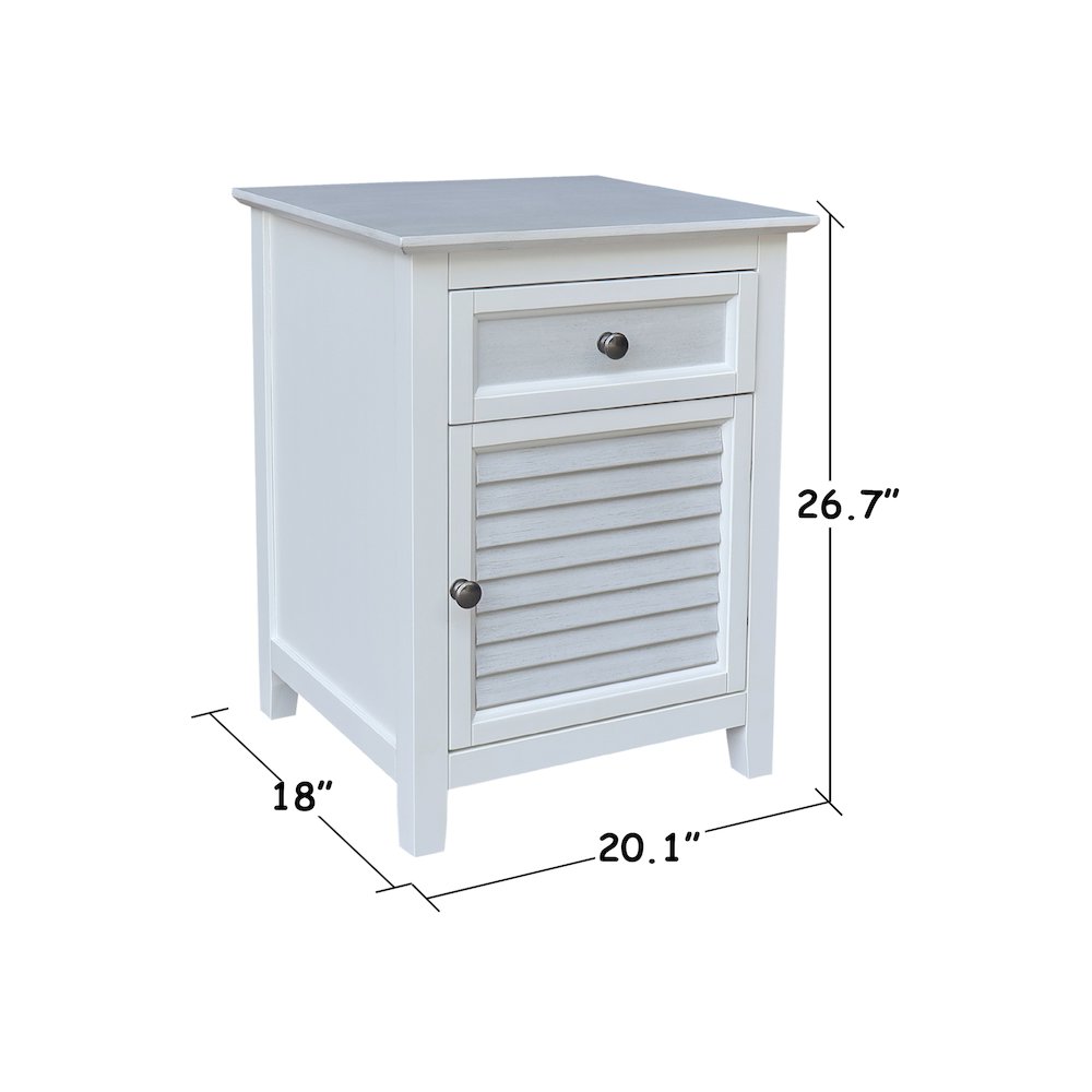 Solid Wood Nightstand with Storage Cabinet, Chalk & White Two-Tone Bedside Table. Picture 3
