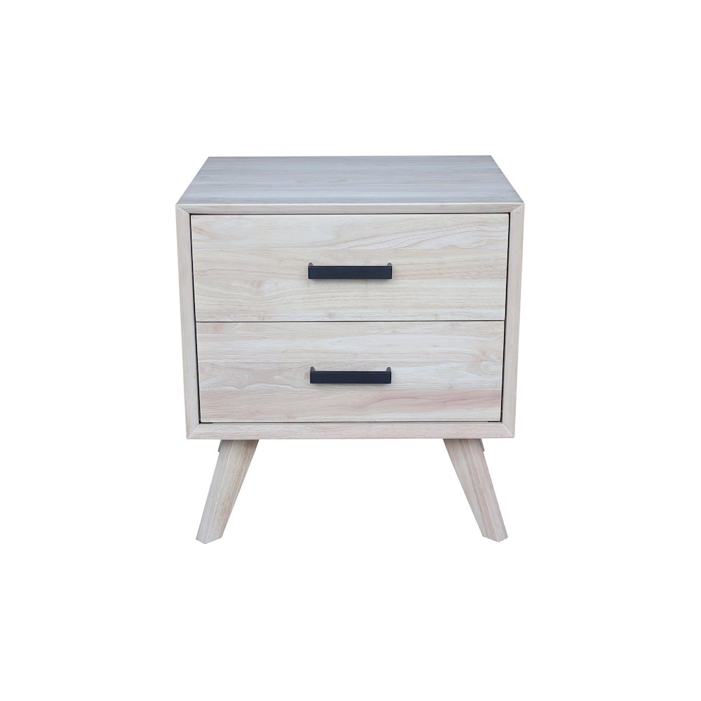 2-Drawer Nightstand, Wide-Body Unfinished Ready to Finish Bedside Table. Picture 1