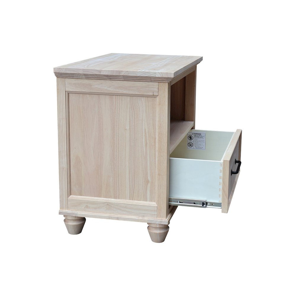 Solid Wood 1-Drawer Nightstand, Ready to Finish Hardwood Bedside Table. Picture 6