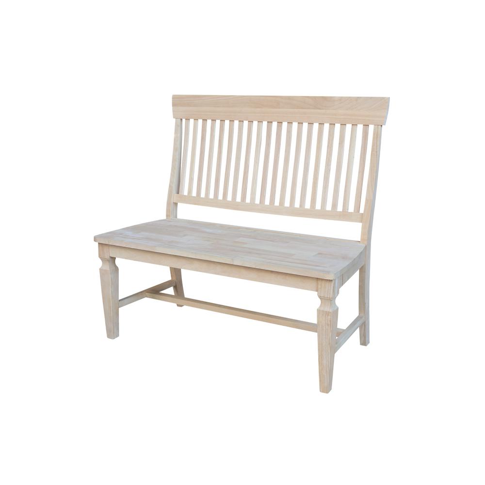 Vista Slat Back Solid Wood Bench - Unfinished. Picture 1