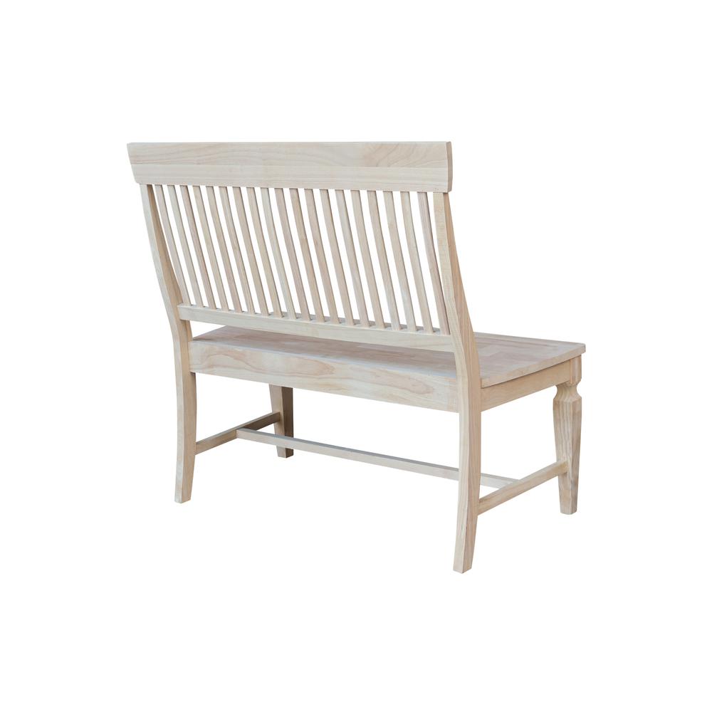 Vista Slat Back Solid Wood Bench - Unfinished. Picture 4