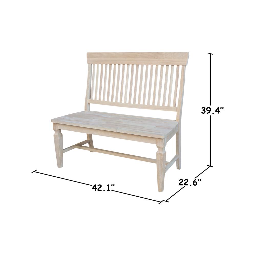 Vista Slat Back Solid Wood Bench - Unfinished. Picture 7