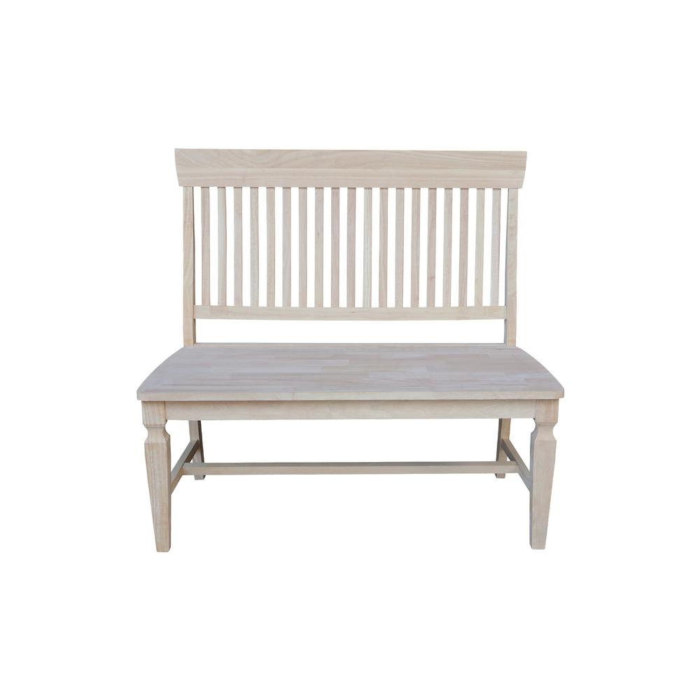 Vista Slat Back Solid Wood Bench - Unfinished. Picture 2