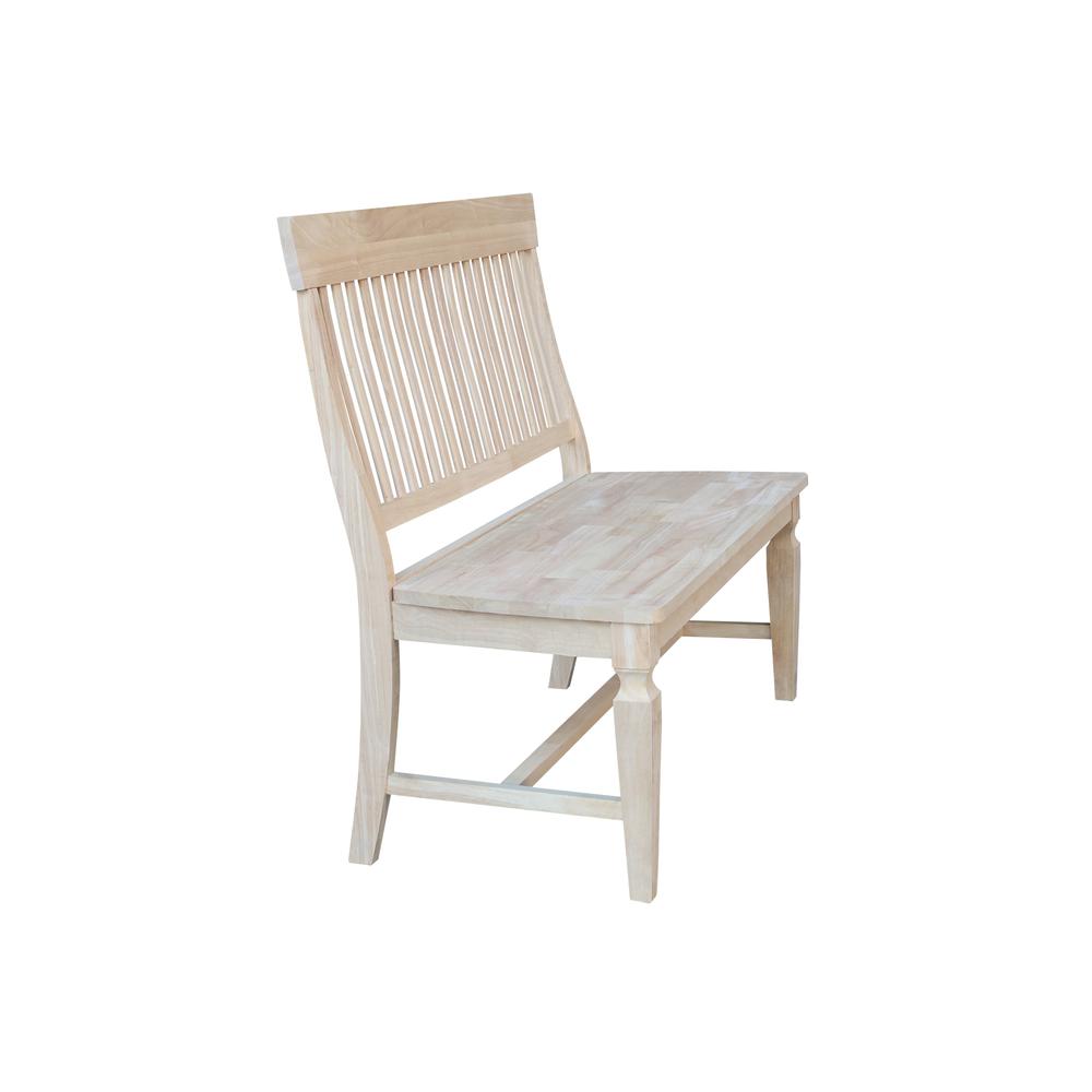 Vista Slat Back Solid Wood Bench - Unfinished. Picture 3